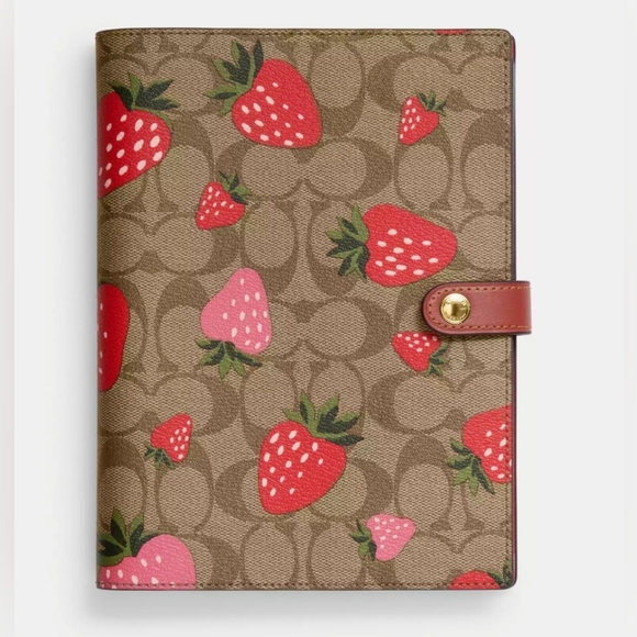 Coach Accessories - Coach Notebook In Signature Canvas With Wild Strawberry Print